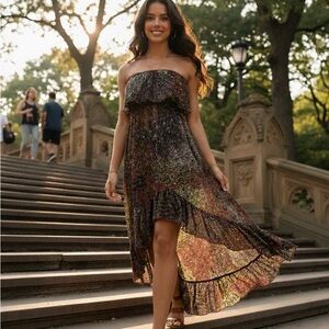 Chic Strapless Multicolor Dress